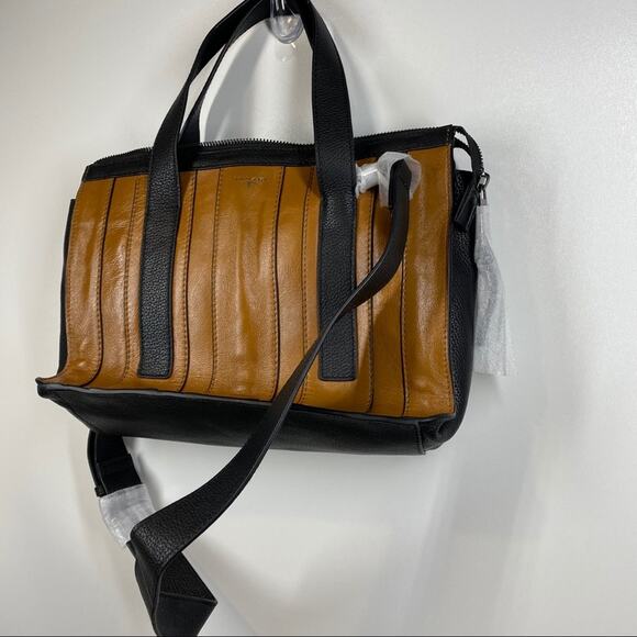 T Tahari Shopper Tote Shoulder Bag Leather Handbag Brown Purse